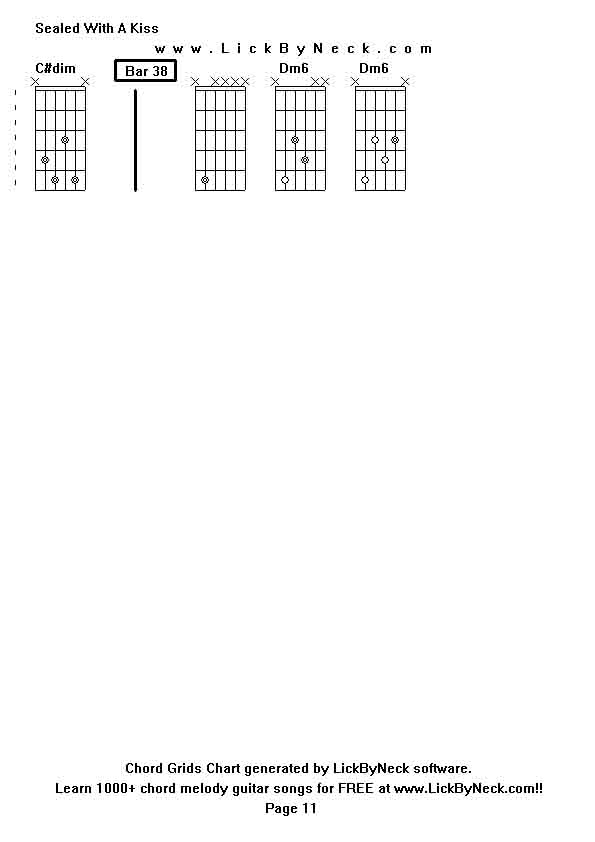 Chord Grids Chart of chord melody fingerstyle guitar song-Sealed With A Kiss,generated by LickByNeck software.